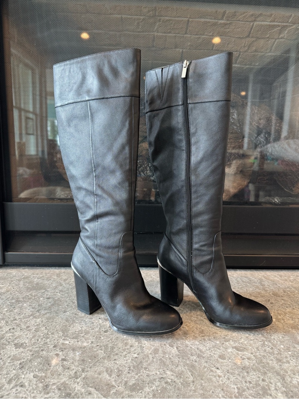 Classic White House Black Market Black Knee-High Block Heel Boots - Women's